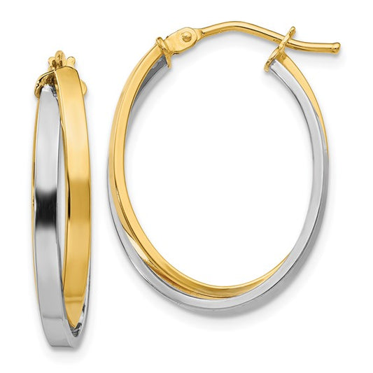 Leslie's 14K Two-tone Polished Hinged Hoop Earrings