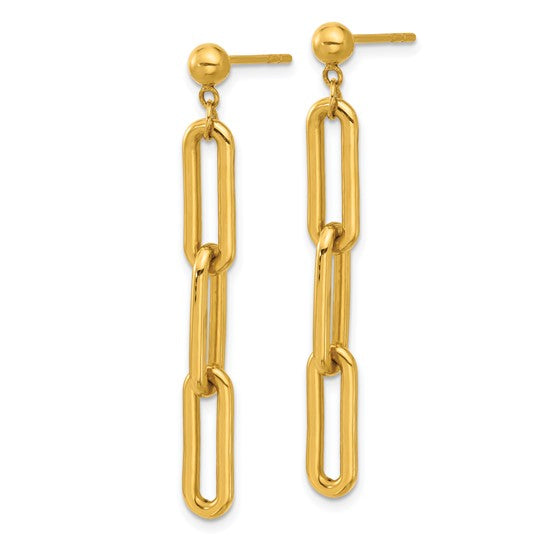 Herco 24K Polished Paperclip Link with Au900 Back and Post Dangle Earrings