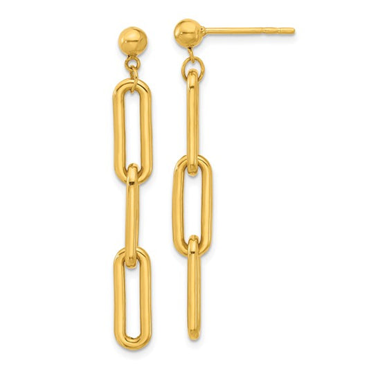 Herco 24K Polished Paperclip Link with Au900 Back and Post Dangle Earrings
