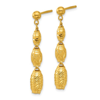 Herco 24K Polished Textured and Faceted Bead Post Dangle Earrings