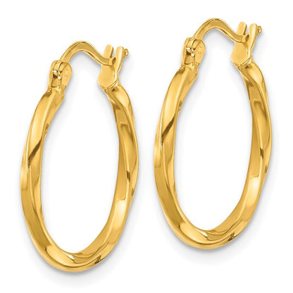 Herco 24K Polished and Twisted 1.85 x 19mm with 18k Post Hoop Earrings