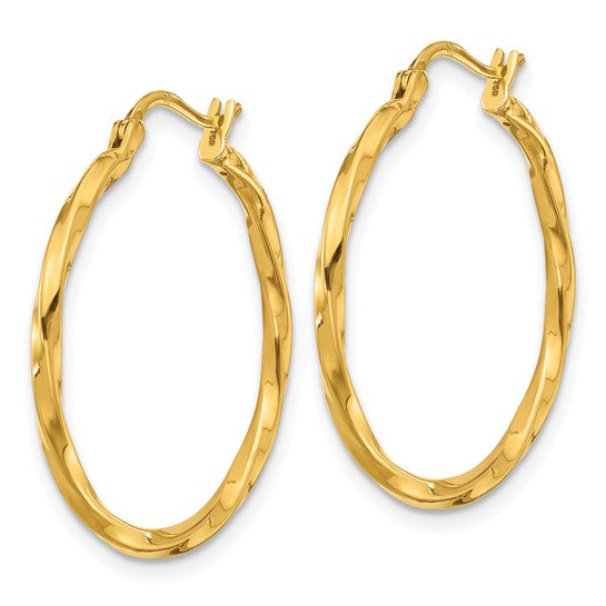 Herco 24K Polished / Twisted 1.85 x 26.5mm with 18k Post Hoop Earrings