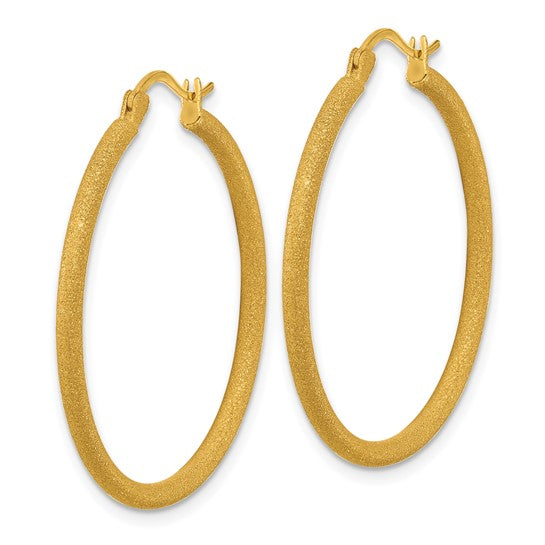 Herco 24K Laser-cut 2x32.25mm with 18k Post Hoop Earrings