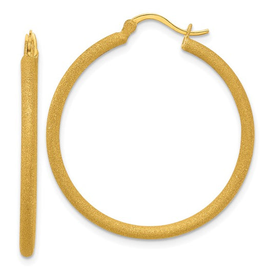 Herco 24K Laser-cut 2x32.25mm with 18k Post Hoop Earrings