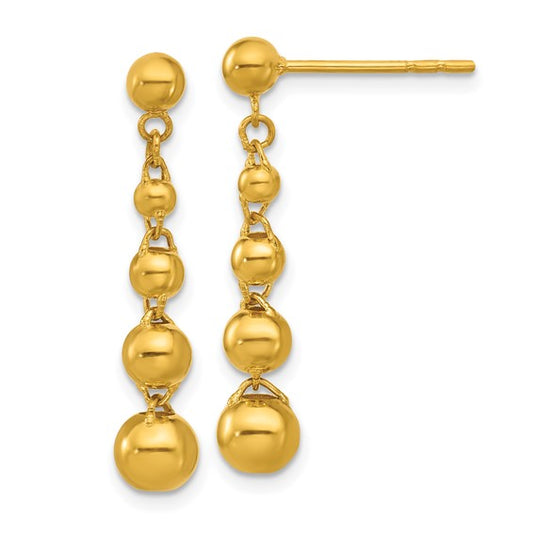 Herco 24K Polished Graduated Beads with Au900 Back and Post Dangle Earrings