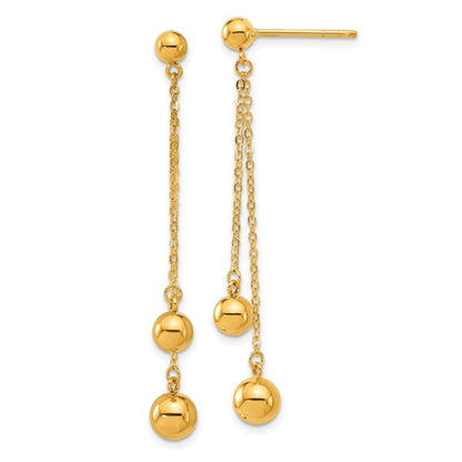 Herco 24K Polished 2-Strand Beaded with Au900 Back and Post Dangle Earrings