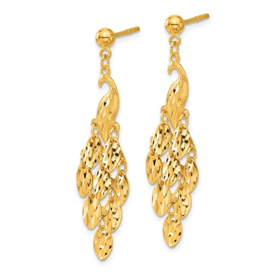 Herco 24K Polished and Diamond-cut Peacock with Au900 Back and Post Dangle Earrings