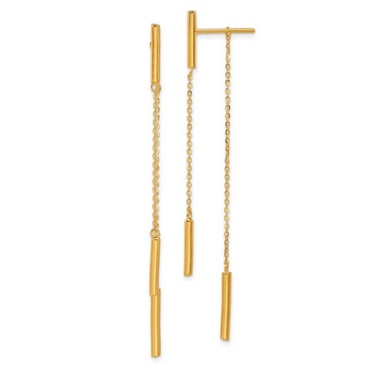 Herco 24K Polished Double Bar with Au900 Back and Post Dangle Earrings