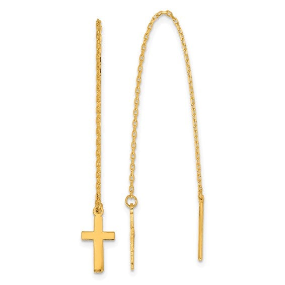 Herco 24K Polished Latin Cross Threader Earrings