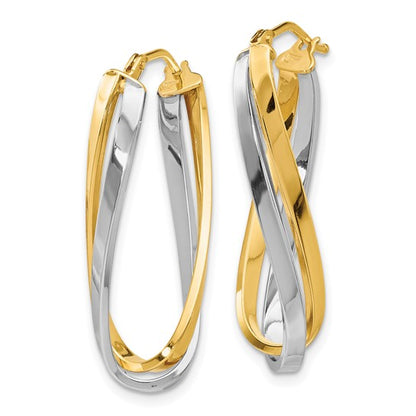 Leslie's 14K Two-tone Polished Hinged Hoop Earrings