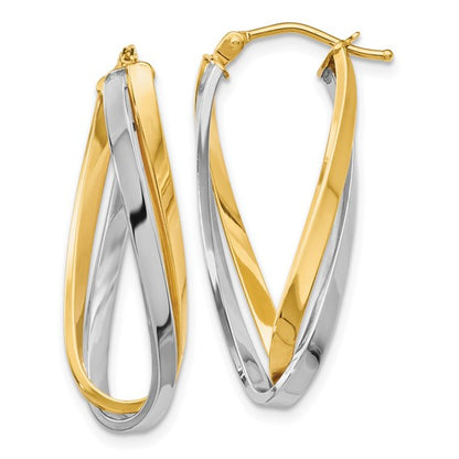 Leslie's 14K Two-tone Polished Hinged Hoop Earrings