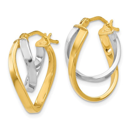 Leslie's 14K Two-tone Polished Hinged Hoop Earrings