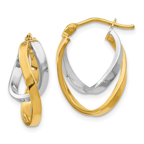 Leslie's 14K Two-tone Polished Hinged Hoop Earrings