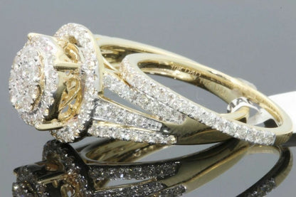 10K YELLOW GOLD 1.50 CARAT WOMENS REAL DIAMOND ENGAGEMENT RING WEDDING BAND SET