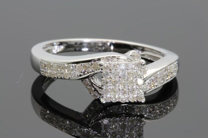 .40 CARAT WOMENS STERLING SILVER REAL DIAMOND ENGAGEMENT BRIDAL WEDDING RING