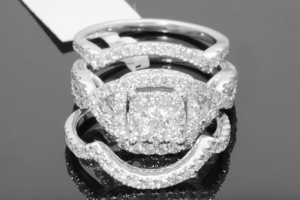 10K WHITE GOLD 2 CARAT WOMENS DIAMOND ENGAGEMENT RING WEDDING BAND BRIDAL SET