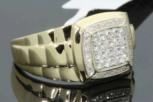 10K YELLOW GOLD .50 CARAT MENS REAL DIAMOND ENGAGEMENT WEDDING PINKY RING BAND