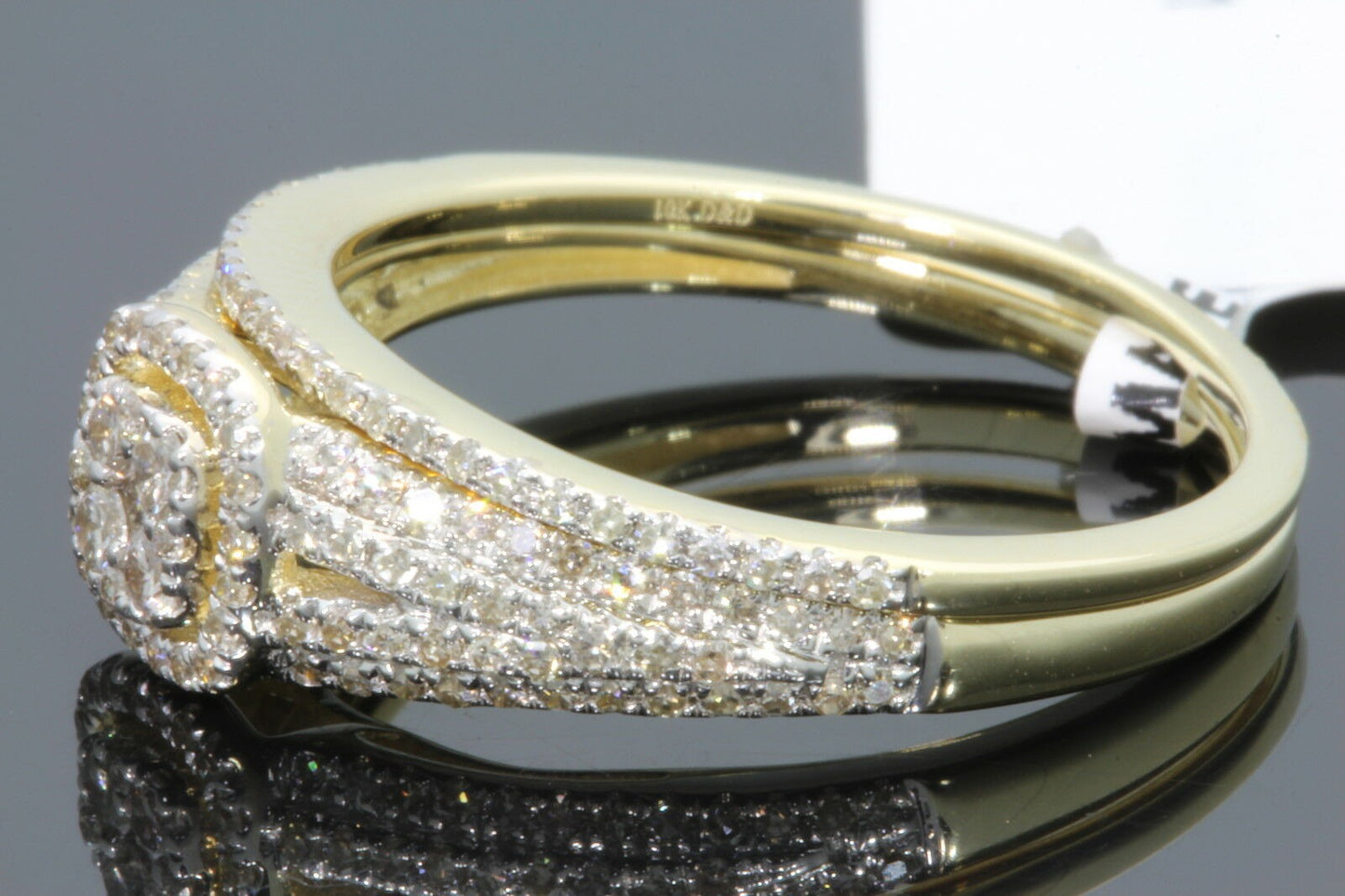 10K YELLOW GOLD .60 CARAT WOMENS REAL DIAMOND ENGAGEMENT RING WEDDING BAND SET