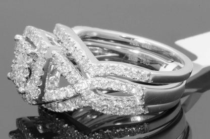 10K WHITE GOLD 2 CARAT WOMENS DIAMOND ENGAGEMENT RING WEDDING BAND BRIDAL SET