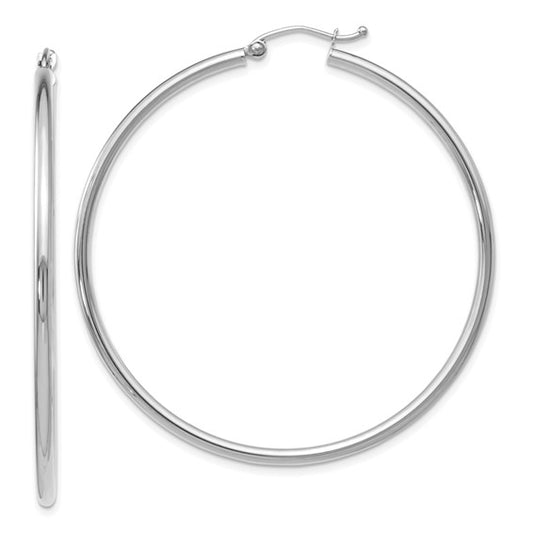 Leslie's 14K White Gold Polished Hoop Earrings