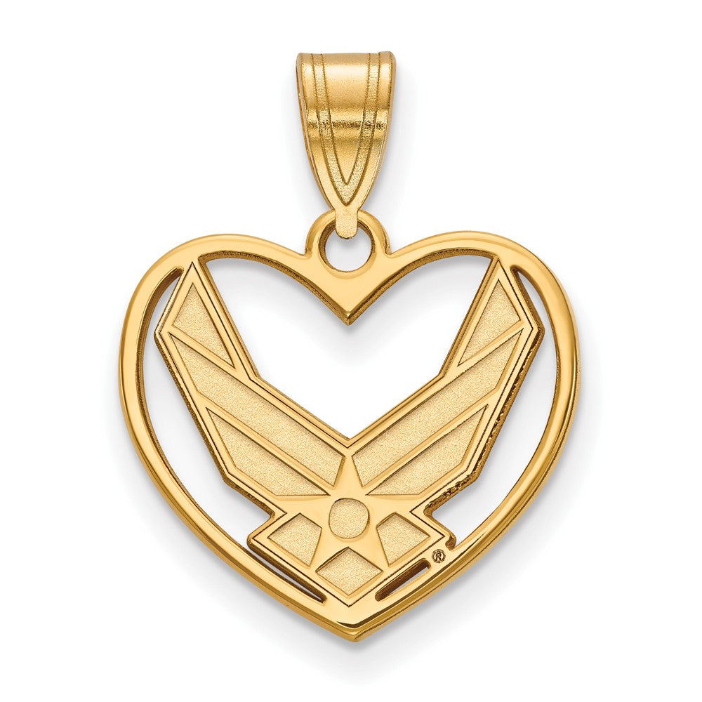 14k Gold LogoArt U.S. Air Force Heart Pendant