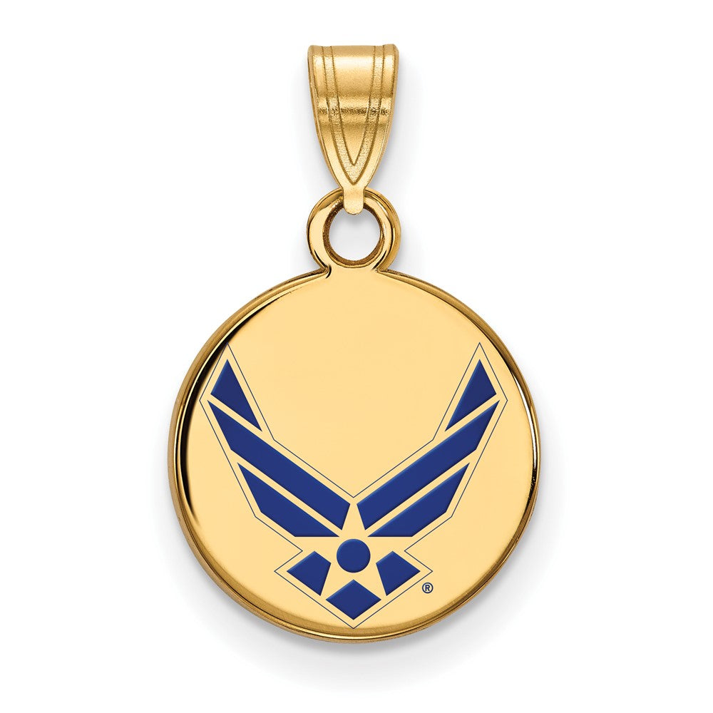 14k Gold LogoArt U.S. Air Force Sm Enamel Disc Pendant