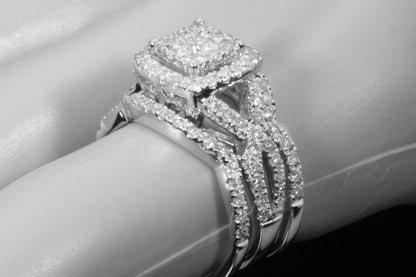 10K WHITE GOLD 2 CARAT WOMENS DIAMOND ENGAGEMENT RING WEDDING BAND BRIDAL SET