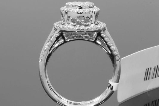 10K WHITE GOLD 1.25 CARAT WOMENS REAL DIAMOND ENGAGEMENT RING WEDDING BAND SET