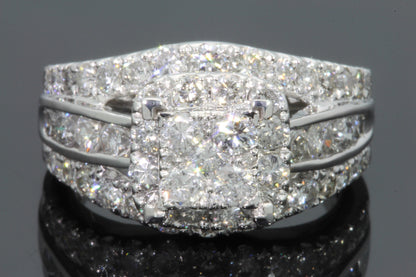 10K WHITE GOLD 2.75 CARAT WOMEN REAL DIAMOND ENGAGEMENT RING WEDDING RING BRIDAL
