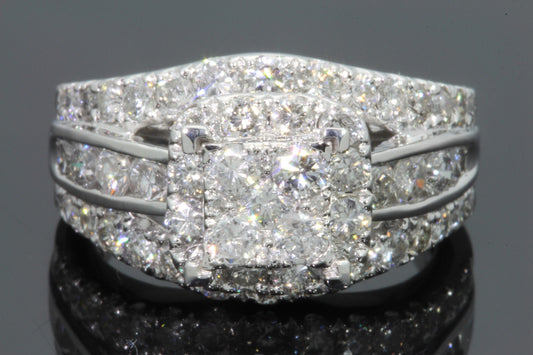 10K WHITE GOLD 2.75 CARAT WOMEN REAL DIAMOND ENGAGEMENT RING WEDDING RING BRIDAL