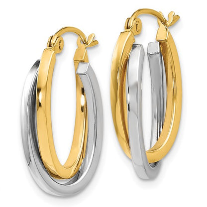 Leslie's 14K Two-tone Polished Oval Hoop Earrings