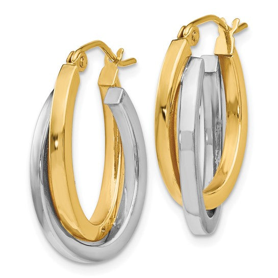 Leslie's 14K Two-tone Polished Hinged Hoop Earrings