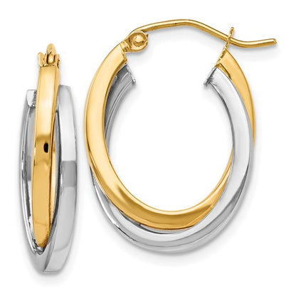 Leslie's 14K Two-tone Polished Hinged Hoop Earrings