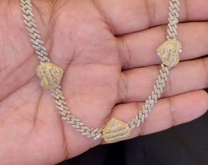 10K YELLOW GOLD 7.50 CARAT REAL DIAMOND 18 INCHES 26.31 GRAM GOLD HEART CHAIN NECKLACE