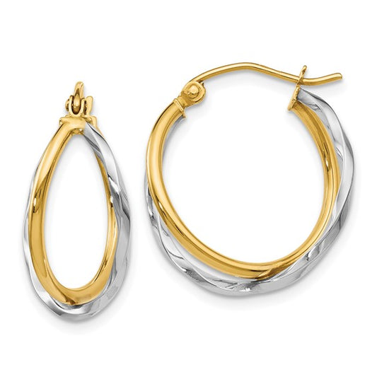 Leslie's 14K Two-tone Polished Hinged Earrings