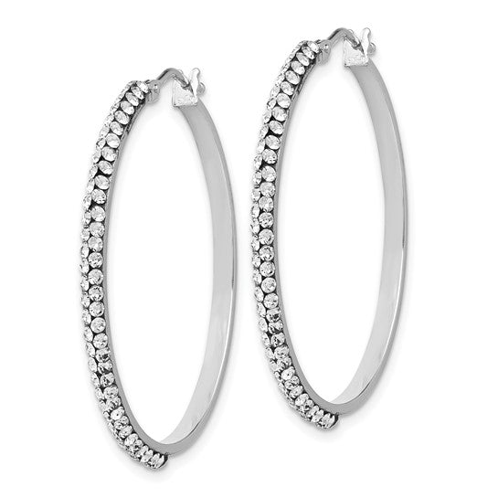 Leslie's 14K White Gold Crystals from Swarovski Hinged Hoop Earrings