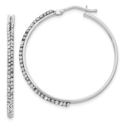 Leslie's 14K White Gold Crystals from Swarovski Hinged Hoop Earrings