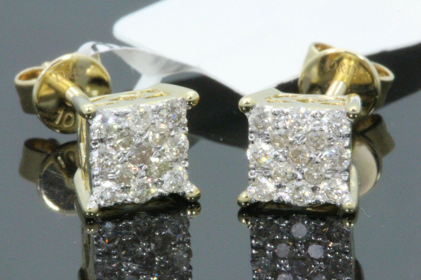 10K YELLOW GOLD .40 CARAT MENS/WOMENS 5MM 100% GENUINE DIAMONDS EARRING STUDS