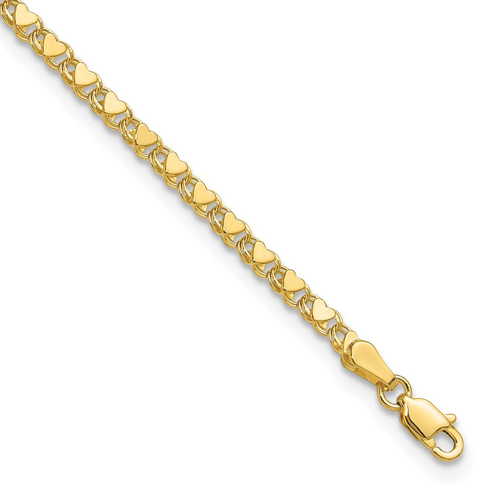 14k Polished Double-Sided Heart 9in Anklet