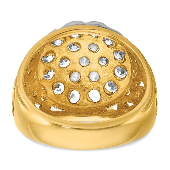 IBGoodman 14k Two-tone Men's Polished Filigree 2 Carat AA Quality Diamond Cluster Ring