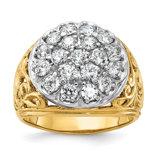 14k Two-tone IBGoodman Men's Kentucky Cluster Ring Mounting for 3ctw Dia