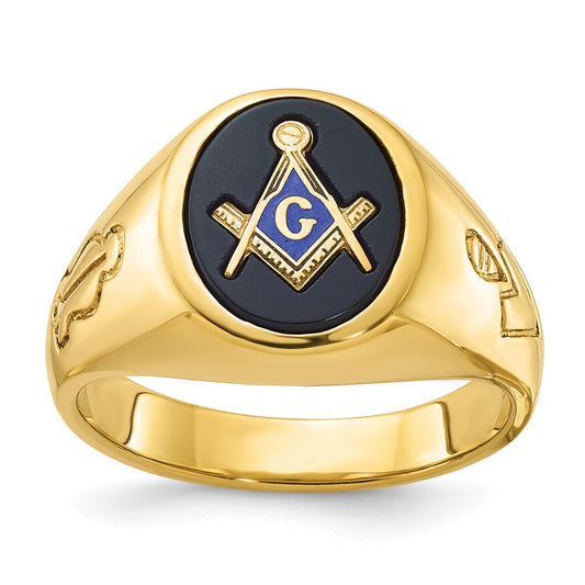 14k IBGoodman Men's Grooved Onyx Blue Lodge Master Masonic Ring