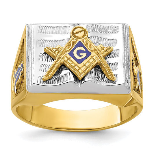 14ktt IBGoodman Men's Textured Blue Lodge Master Masonic Ring