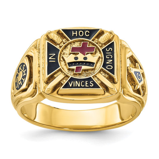 14k IBGoodman Men's Textured w/ Enamel Knights Templar Masonic Ring