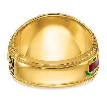 IBGoodman 14k Two-tone Men's Polished and Textured with Multi-color Enamel and Diamond 32nd Degree Scottish Rite Masonic Ring