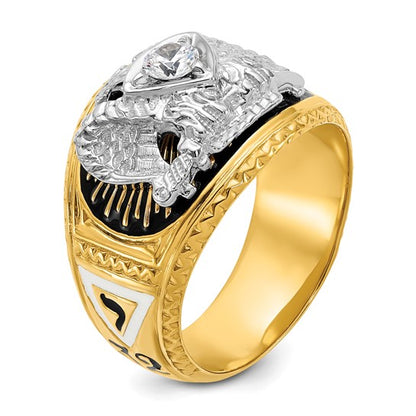 IBGoodman 14k Two-tone Men's Polished and Textured with Multi-color Enamel and Diamond 32nd Degree Scottish Rite Masonic Ring