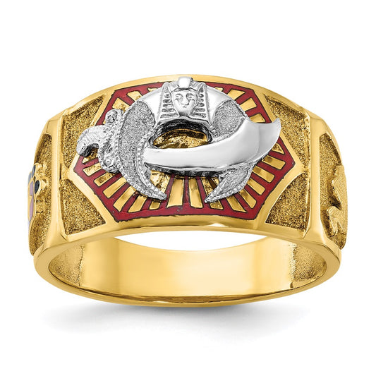 14ktt IBGoodman Men's Textured & Enameled Masonic Shriner's Ring