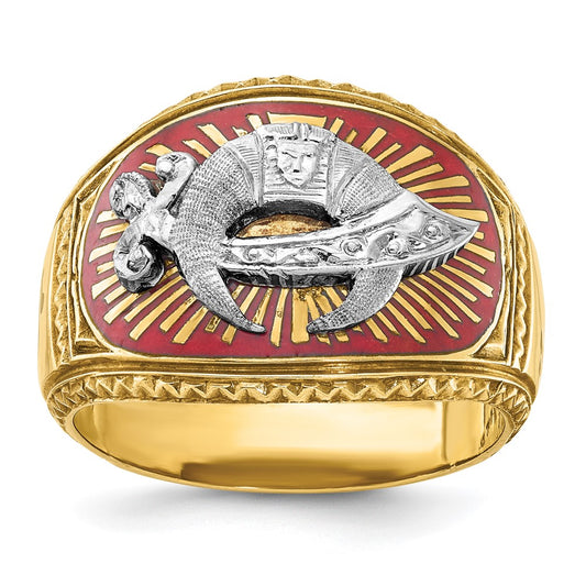 14ktt IBGoodman Men's Textured & Enameled Masonic Shriner's Ring