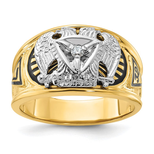 14ktt IBGoodman Men's Enameled 32nd Scottish Rite Masonic Ring Mtg