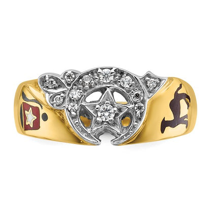 IBGoodman 14k Two-tone Men's Polished with Multi-color Enamel and Diamond Masonic Shriner's Ring